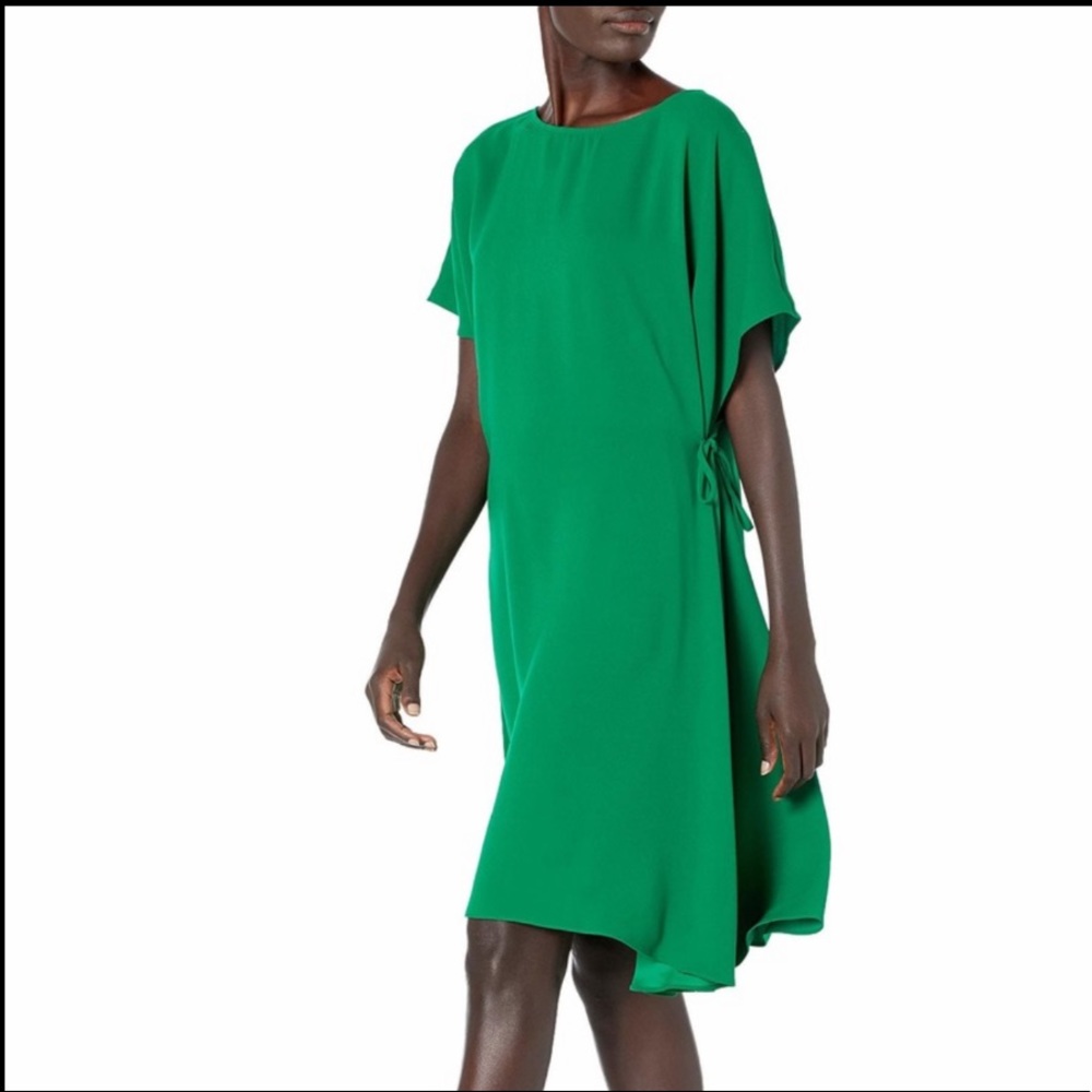NWT Trina Turk Drape Tie Green Gemstone Shift Women XL Knee Length Dress